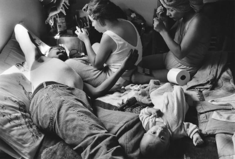 Graciela Iturbide, Cholos en la recamara, East Los Ángeles, 1986, Silver Gelatin Print, 16 x 20 in, 40.6 x 50.8 cm