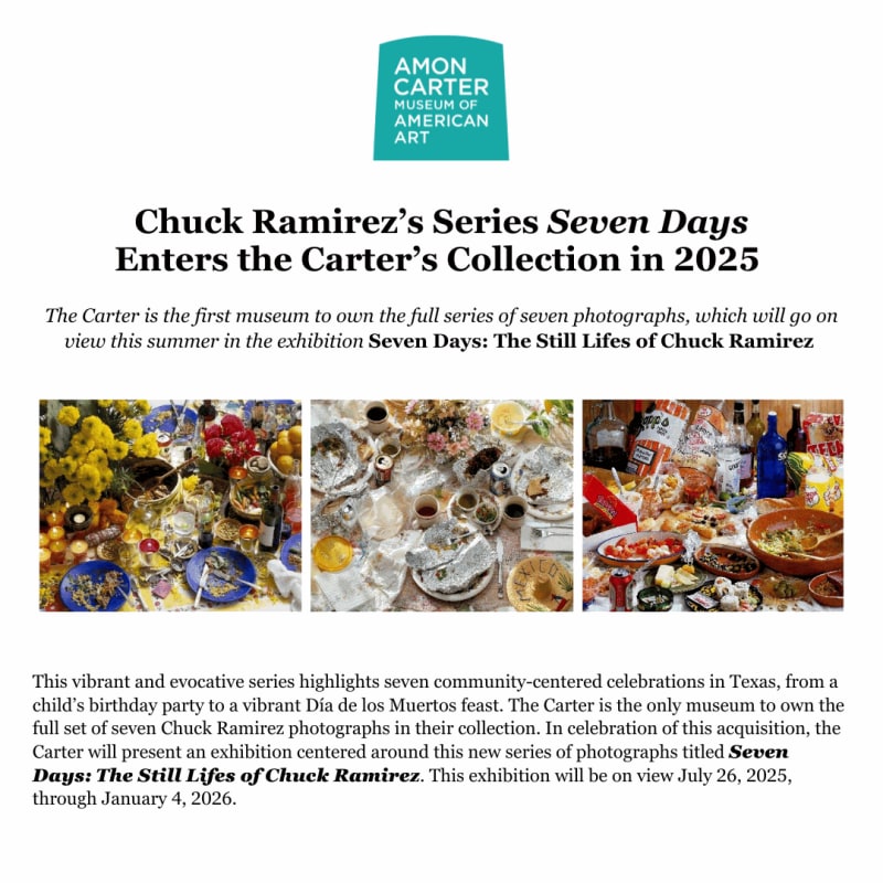 Chuck Ramirez, Seven Days: Breakfast Tacos, 2003, 2024, Pigment inkjet print on Canson platine paper, 48 x 60 in, 121.9 x 152.4 cm, Edition of 6