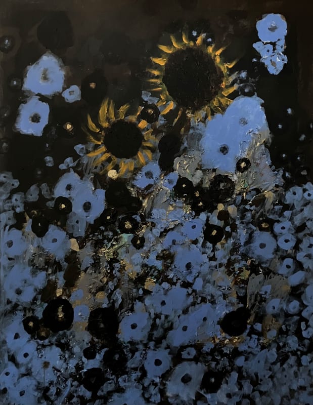 Alejandro Diaz, Sunflowers, 2021, Signed and dated on reverse, Acrylic and mixed media on canvas, 48 x 36 in,121.9 x 91.4 cm