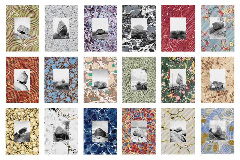 Elena Damiani The Erratic Marbles V, 2022 Collage. Inkjet print on cotton paper and alpha-cellulose paper 44.2h x 35.2w cm x 3.5 cm each (framed) (ED-000296)