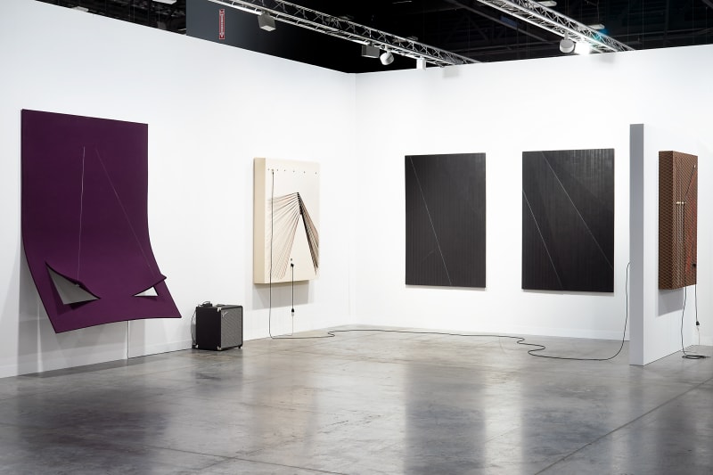 Installation view of Naama Tsabar at Art Basel: Miami Beach, Shulamit Nazarian, November 30 – December 4, 2021. Courtesy of the artist and Shulamit Nazarian, Los Angeles.
