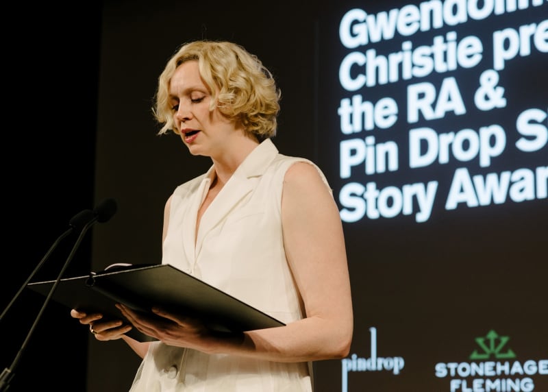 Gwendoline Christie at the Royal Academy of Arts reading Sophie Ward's winning story at the Pin Drop Short Story Award 2018