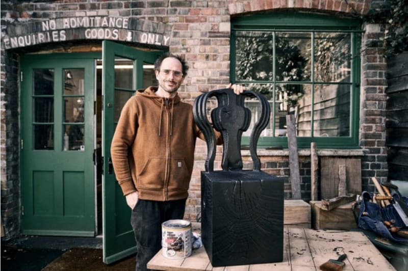 Gareth Neal at his studio with The Hack Chair