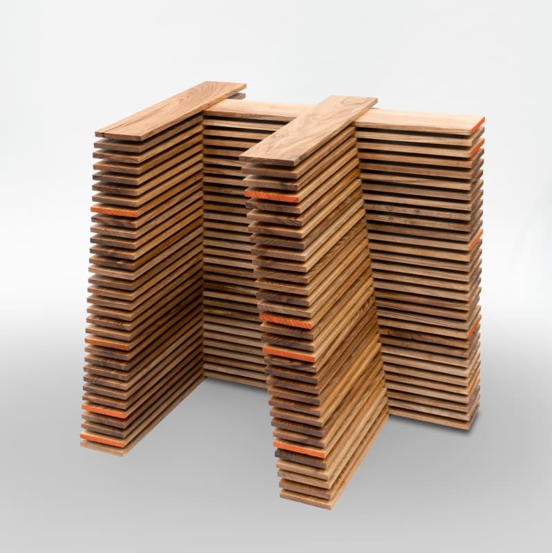 Untitled (Resist), 2025, ash wood and tung oil, 76.8 x 66 x 53.5 cm
