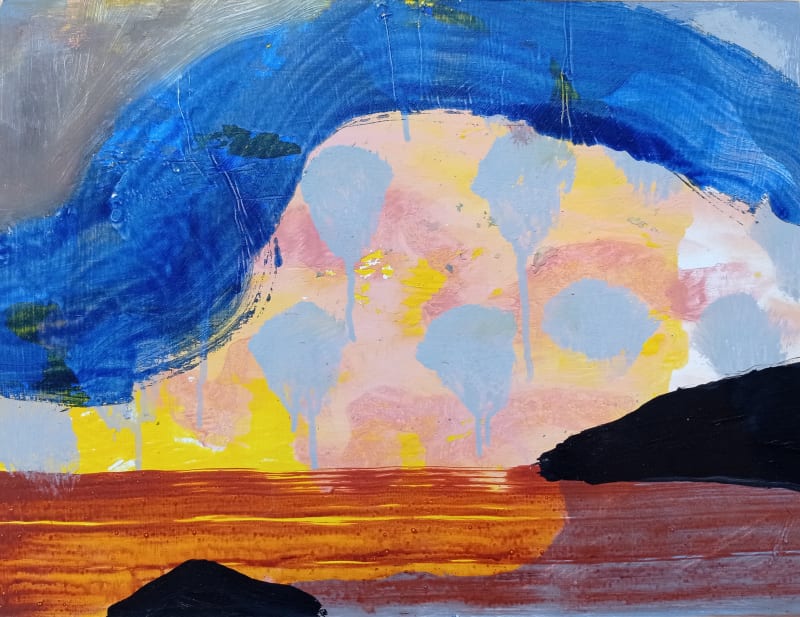 Eamon Colman, Blue Rainbow, mixed media, 29 x 38cm