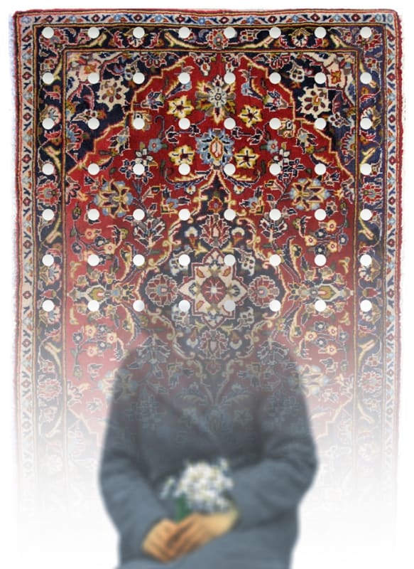 No.2 from Mirror Garden series, Stroll Inside Kashan carpet- digital print on Plexiglas, mirror& Kashan carpet, - 100x70 cm- 2013.