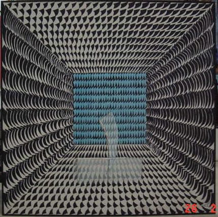 Omar El-Nagdi The Blue A, Mixed media on canvas, 150x150 Dr.
