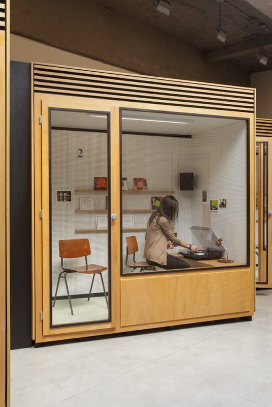 Image of Phil Collins installation of "record" booths
