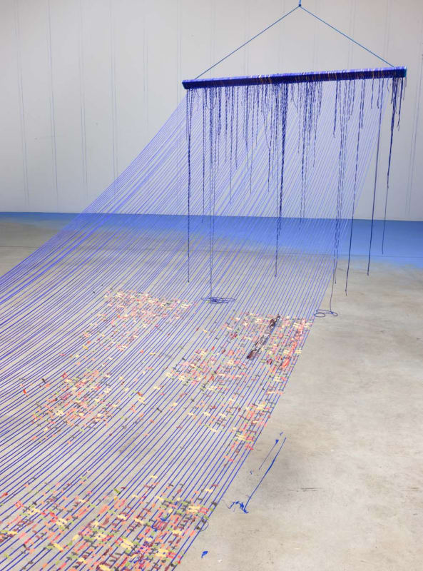 sarah sze installation view of blue hammock