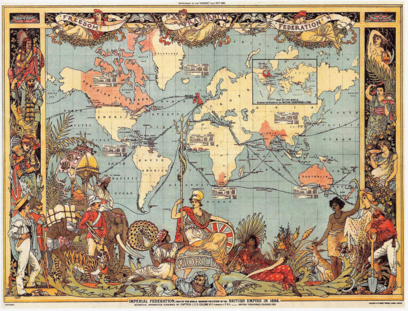 Imperial Federation - Map of the world showing the extent of the British Empire in 1886 Walter Crane London, 1886