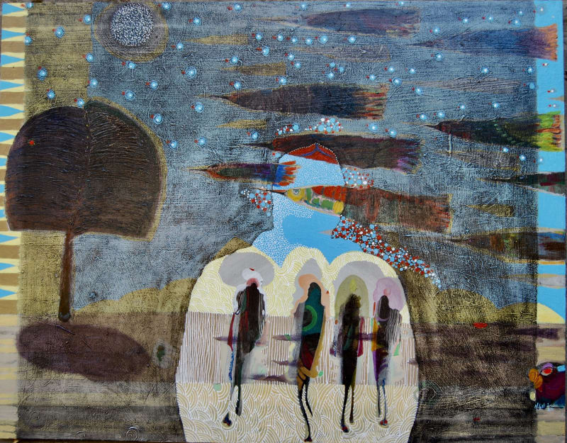 Hussein Salim’s, Ante- chamber, 2020, typifies his style, which leans towards abstraction and was nurtured by an absence of visual references.