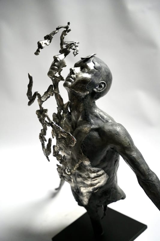 James Cook, Transcendence, 2024, bronze & cement on a stainless steel base