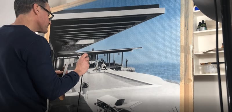 Nick Holdsworth mixed-media artwork capturing film and music culture, British contemporary pop artist piece.