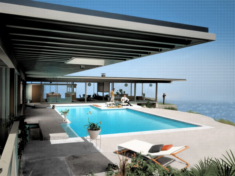 Nick Holdsworth mixed-media pixel mosaic capturing architectural landmark, vibrant modern pop art styl