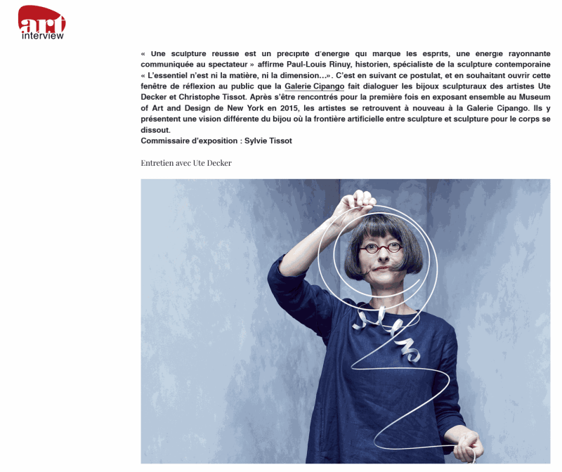 Art Interview: 'When jewelry becomes sculpture' Ute Decker and Christophe Tissot