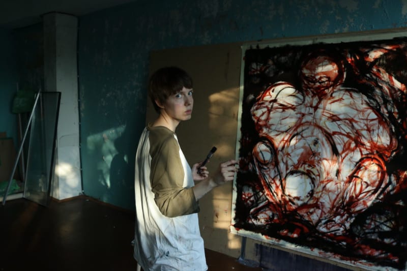 Arina Frank in her studio, 2023