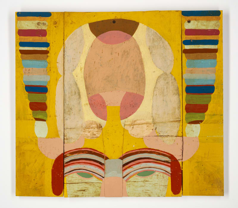 Enamel paint and varnish on wood