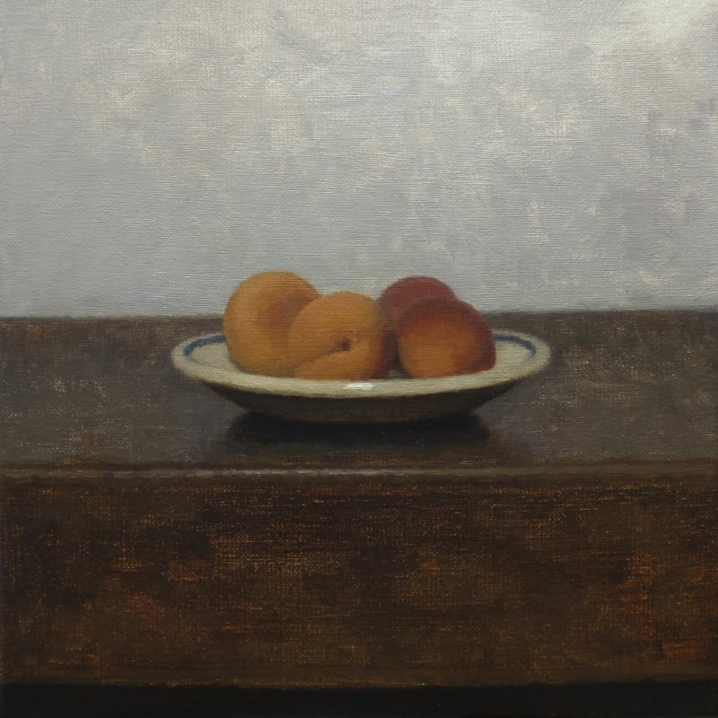 Apricots on a Plate II, 2021 oil on linen 10 x 10 inches
