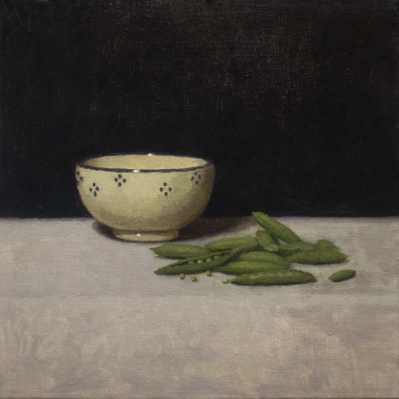 Ceramic Bowl with Green Peas, 2021 oil on linen 12 x 12 inches
