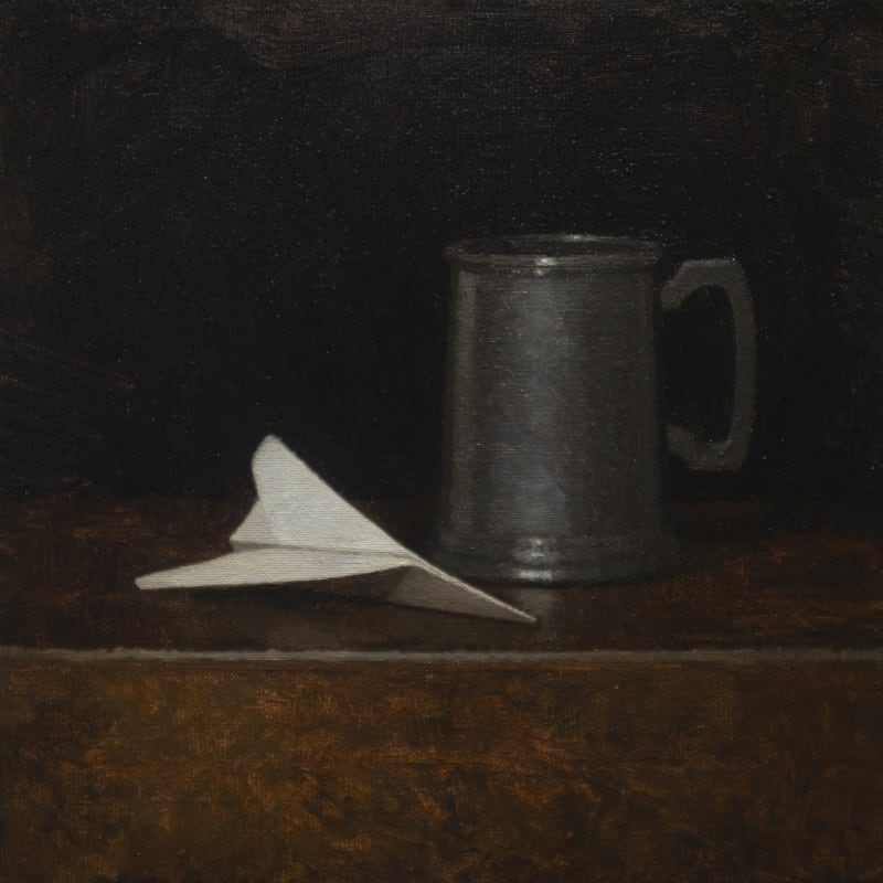 Paper Plane and Tankard, 2021 oil on linen 12 x 12 inches