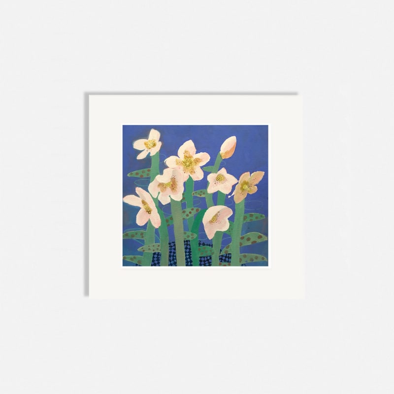 Gertie Young RWS, Hellebores on Blue