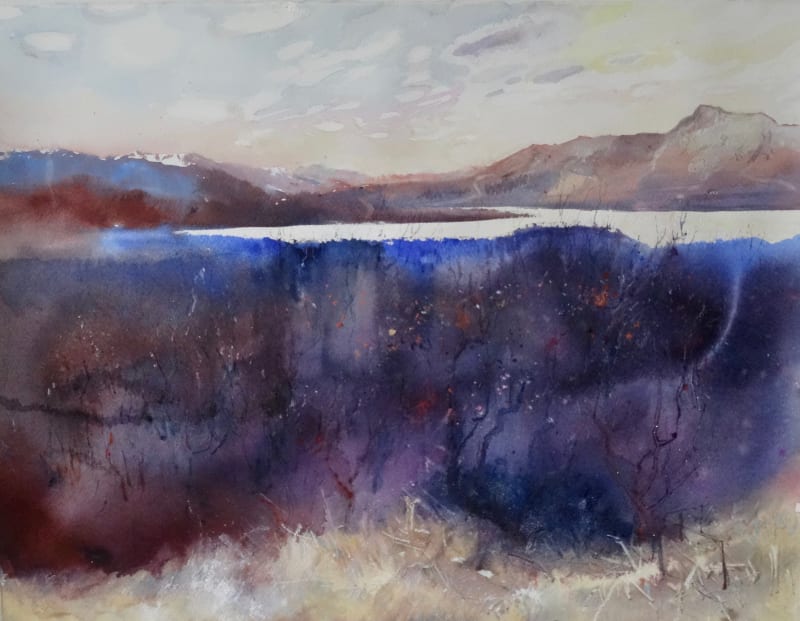 Sophie Knight RWS, Sunlight on the loch on a winter's day, Isle of Skye