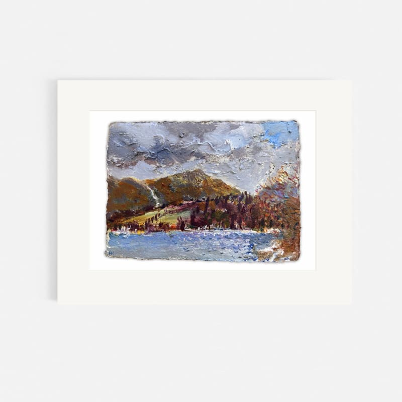 Frances Hatch ARWS, Brantwood Jetty Across to White Lady Falls. Coniston Water