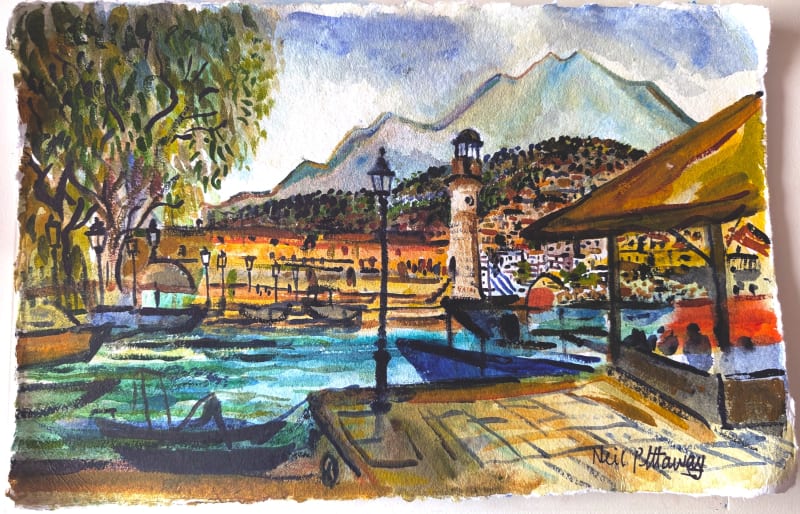The Egyptian Lighthouse and Old Port in Rethmyno Crete