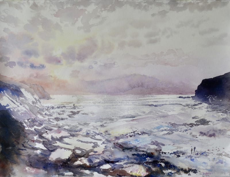 Looking Down into the Bay, Sunlight Reflected in Rock Pools, Crackington Haven, Cornwall