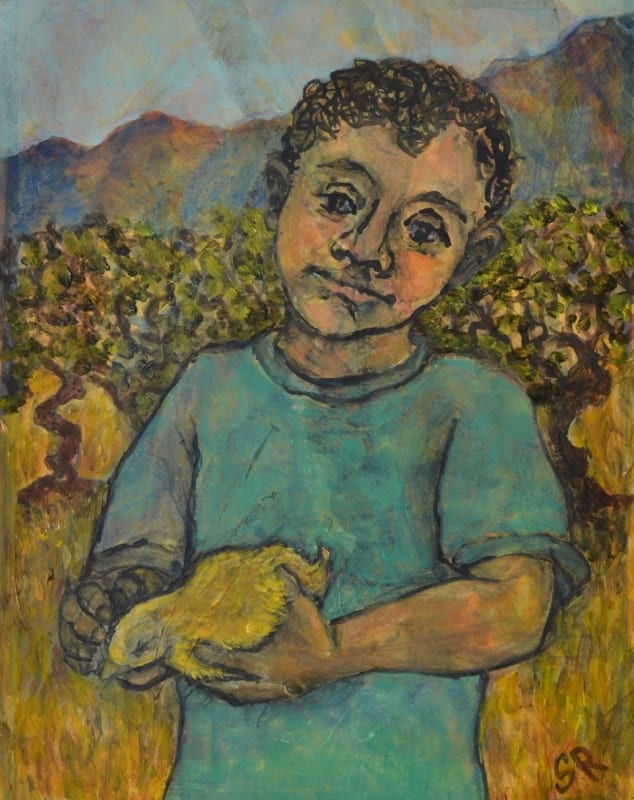 Young Boy holding Small Bird
