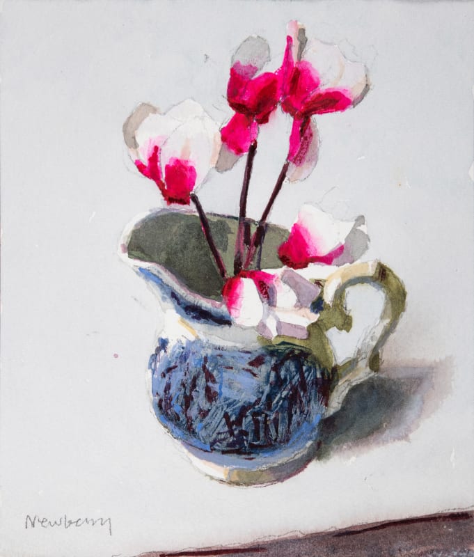 Cyclamen in Blue and White Jug