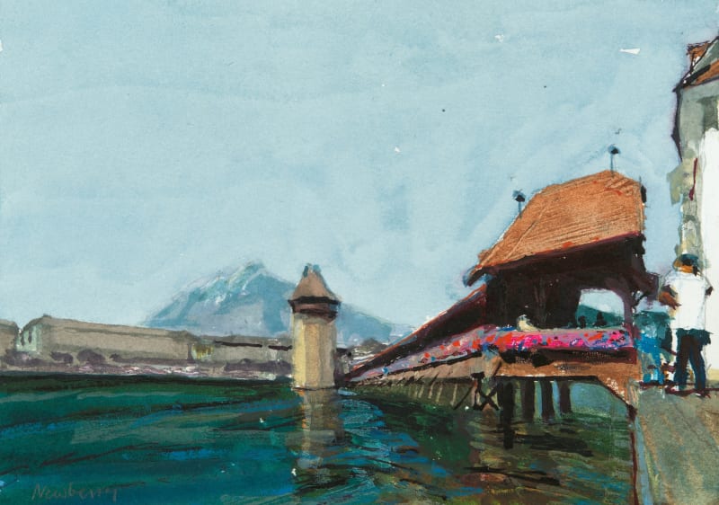 Chapel Bridge with Tourists, Lucerne, Switzerland