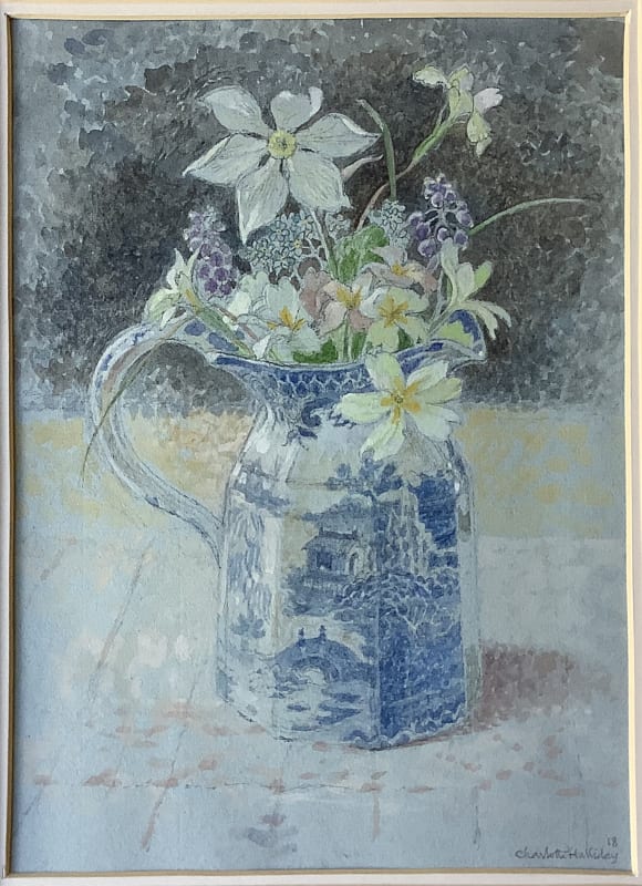Charlotte Halliday RWS, Spring Flowers in a Favourite Jug