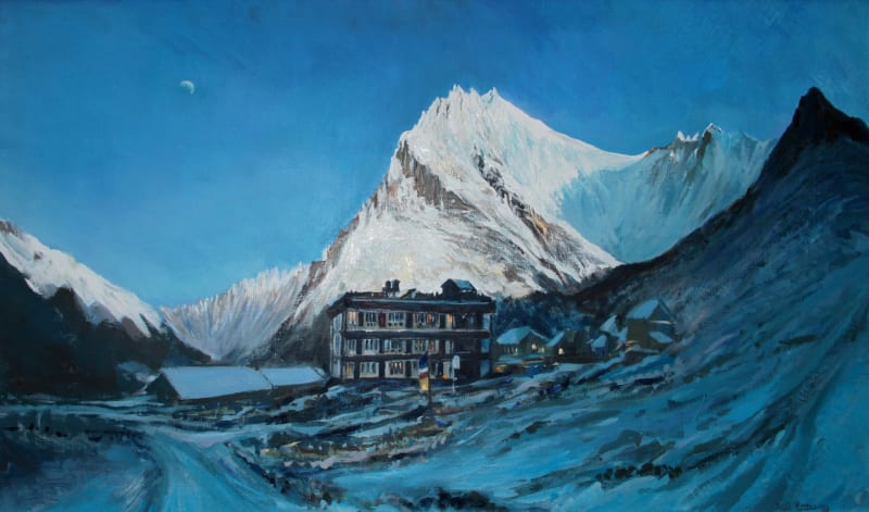 Snowy Dusk in the Langtang at Kyranjin Gumba, 3780m, Nepal