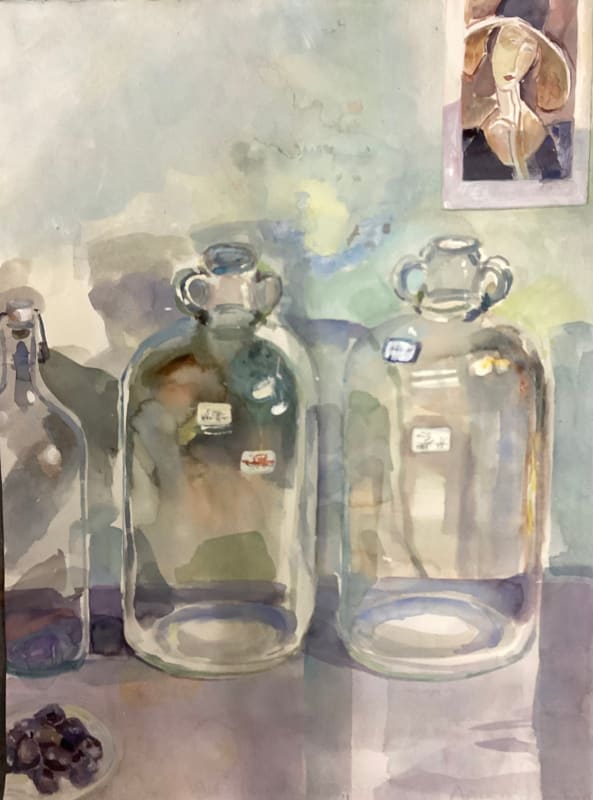 Glass Bottles with Modigliani at the Cafe