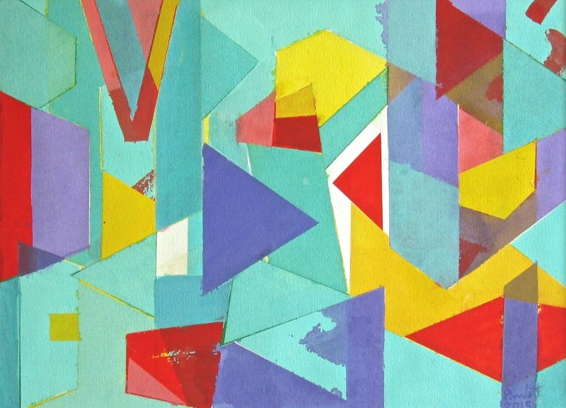 Untitled Coloured Shapes Over Blue