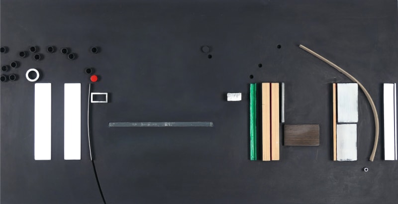 Edward Hutchison  Echoes in the woods: 1, 2023  relief construction painted plywood, softwood, aero-ply, aluminium & gold leaf  £800