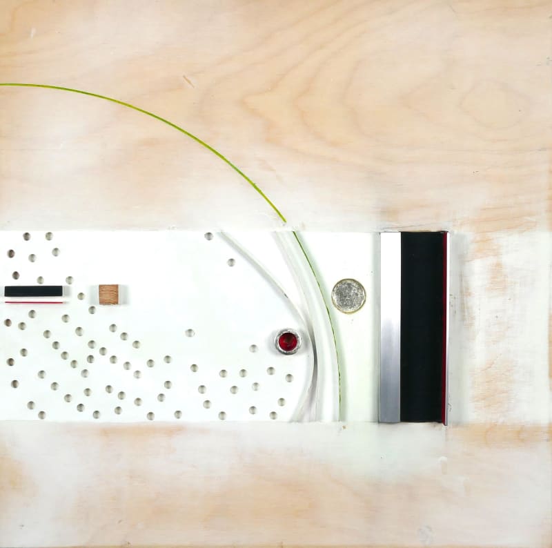 Edward Hutchison  Energy in earth and oaks: 1, 2024  relief construction, painted pylwood, aluminium, aero-ply and timber  £750