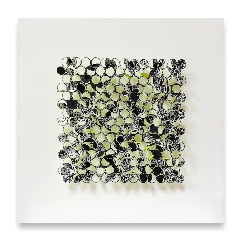 Jacqueline Duncan  Wave in black and yellow, 2024  acrylic and ink on paper, pins  £750