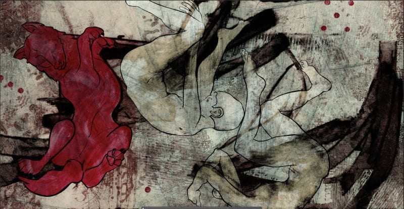 Julie Hoyle  Two Women and a Wolf