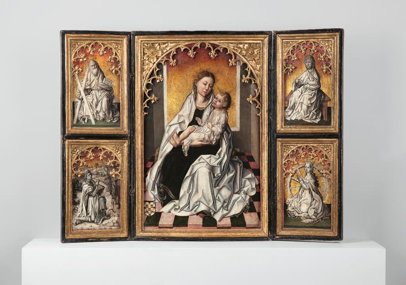 Fernando Gallego (Salamanca, 1440-1507), Triptych of the Virgin and Child with Saints  Andrew, John, Catherine and Eustace,