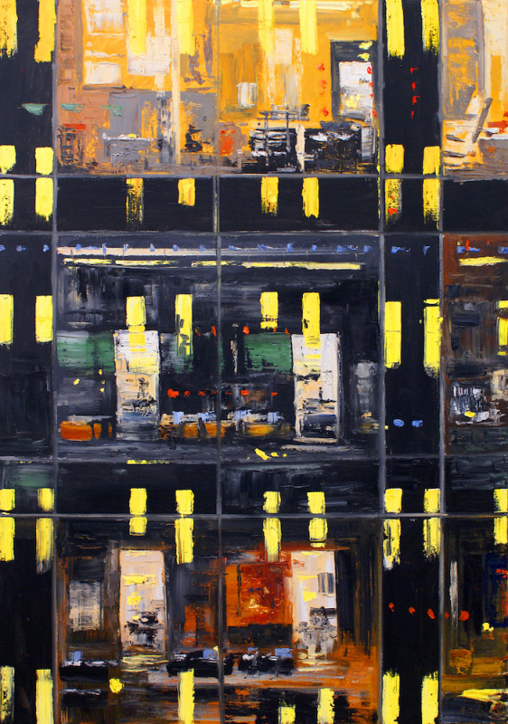 James Pringle Cook, 53rd Street Reflections- Midnight