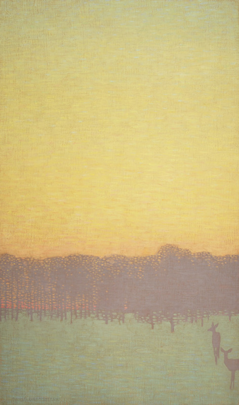 David Grossmann, Two Deer with Yellow Sky