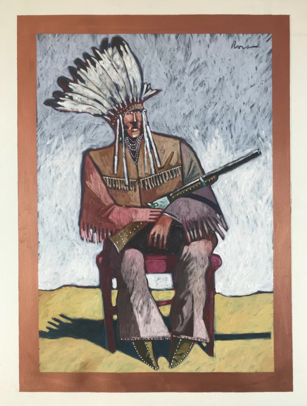Thom Ross, Indian Seated with Rifle