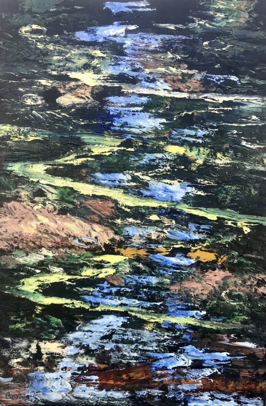 James Pringle Cook, Oak Creek Reflections Study- Raindrops #4