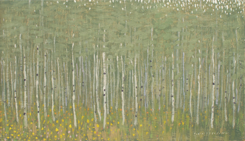 David Grossmann, Summer Aspen Forest with Flowers