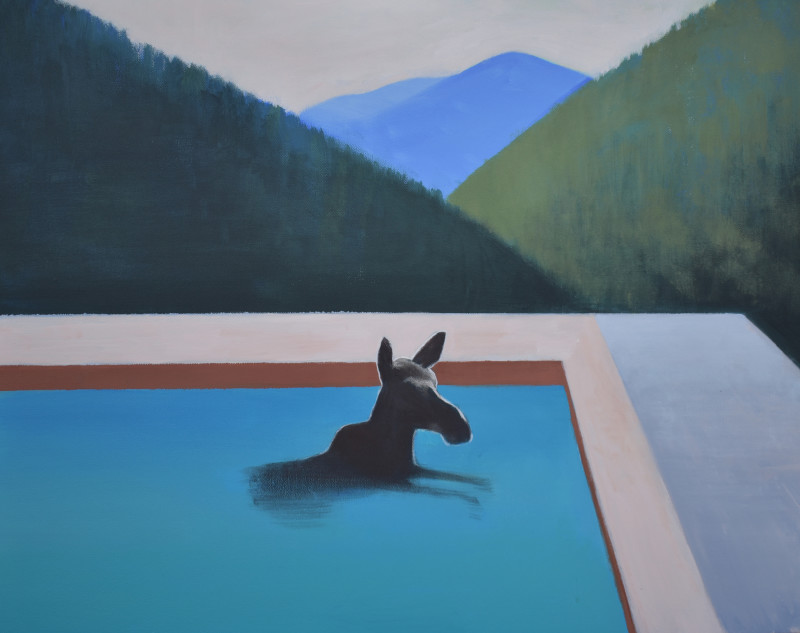 Travis Walker, Pool Moose Study (After Hockney)