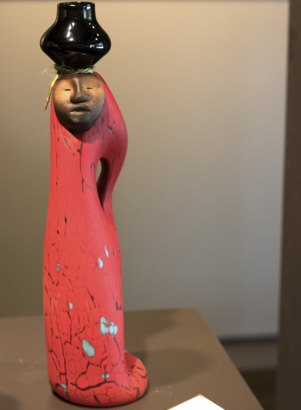 Ira Lujan, Water Carrier - Red with Black Vessel