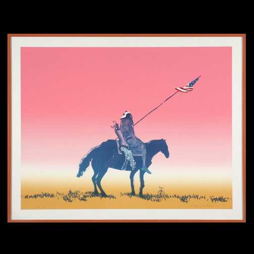 Fritz Scholder, Indian with Flag, Artist Proof, 1973