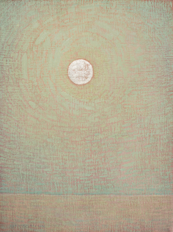 David Grossmann, White Gold Moon and Pale Green Sky